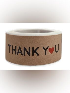 120 1x3in Thank You Paper Stickers Roll with Red Heart - 1 Roll w/❤️ in You